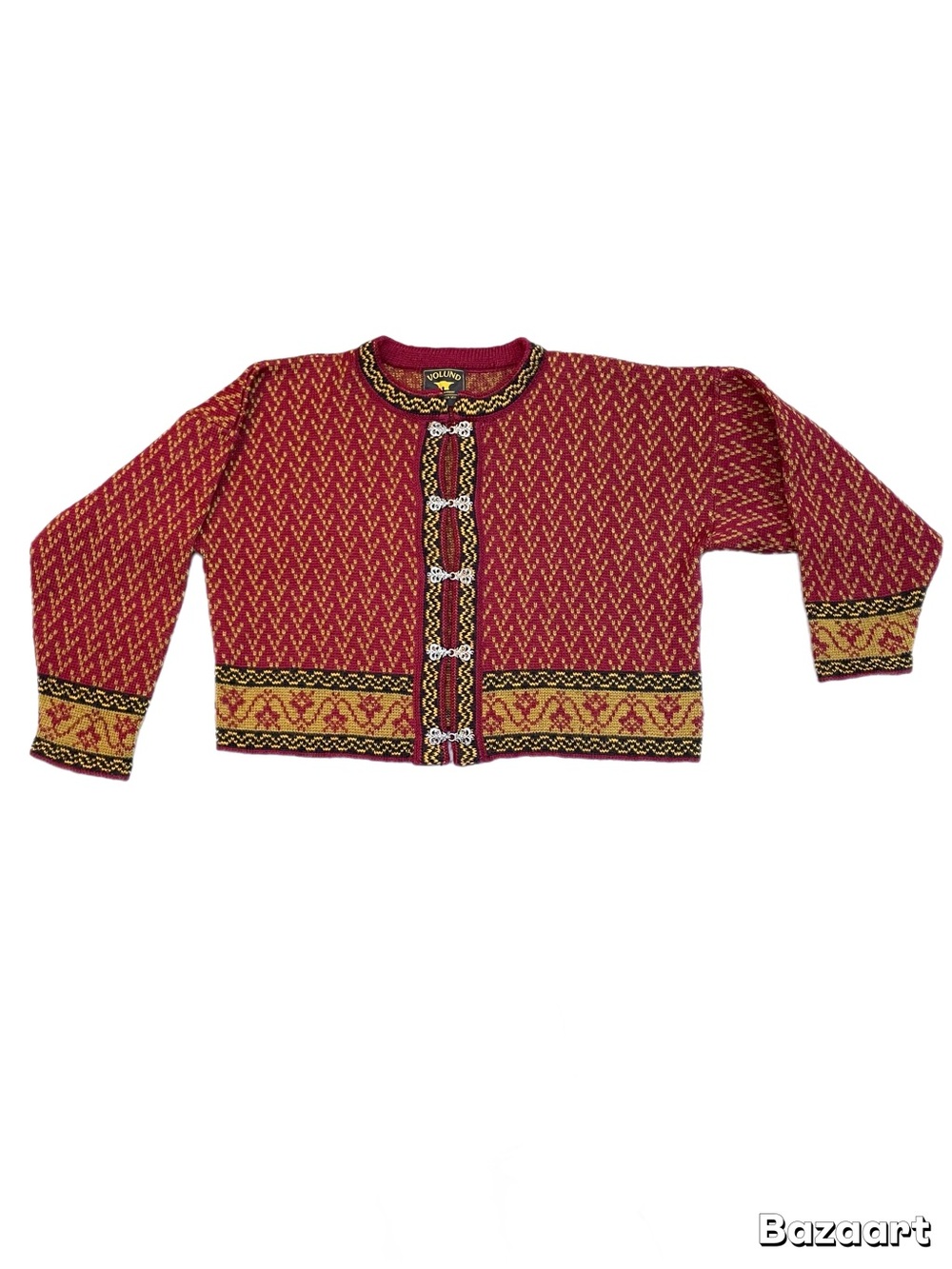 Vintage Volund Norwegian Lambswool Nordic Sweater w/ Clasps Size Large